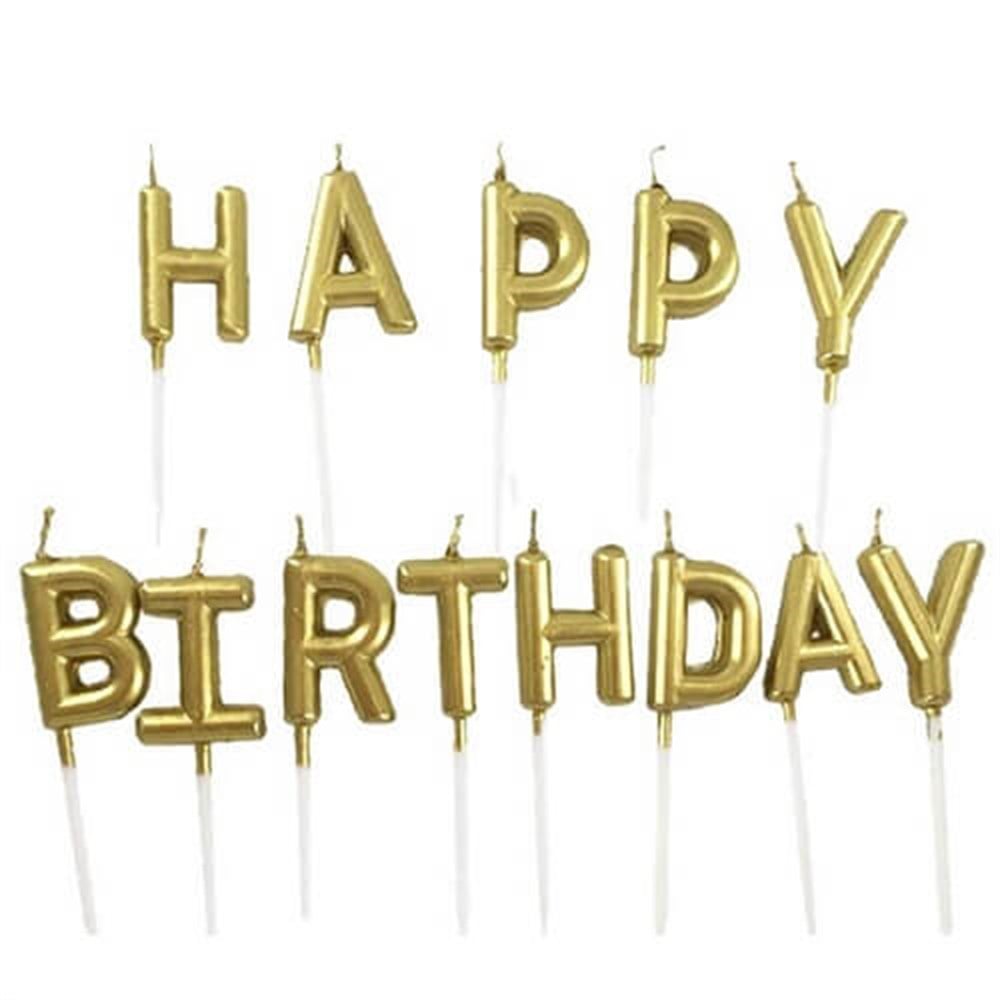 Diğer MumlarMum Happy Bırthday Yazılı GoldİTHAL