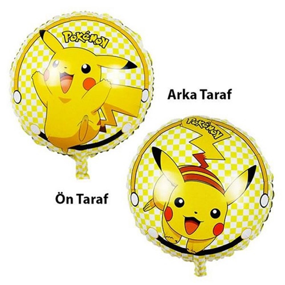 Folyo Balon Figürlü Temalı ÇeşitleriPokemon Pikachu Baskılı Temalı Yuvarlak Folyo Balon 45 cmİthal