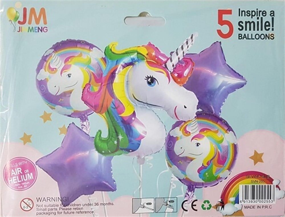 Folyo Balon SetlerUnicorn Mor Folyo Balon 5'li Set 45cm-90cmİTHAL