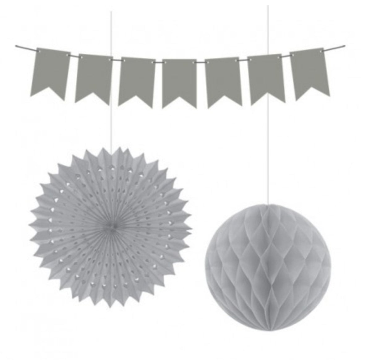 Kağıt Set Süs Gümüş Üçlü