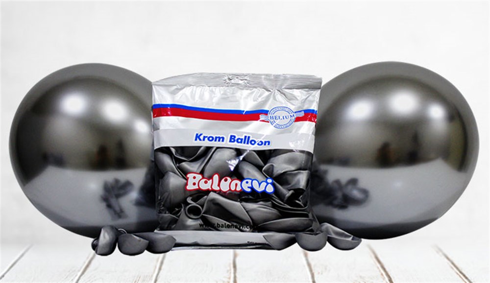Krom BalonlarKrom Balon Koyu Gümüş Uzay Gri 50 AdetKalisan