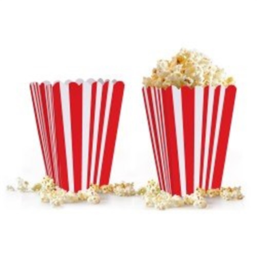 Pop Corn Mısır Kutusu Kırmızı Beyaz ÇizgiliPop Corn Mısır Kutuları