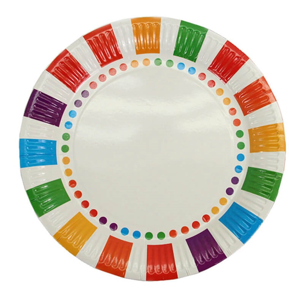 Desenli TabaklarGökkuşağı Karton Tabak 23cmRoll Up