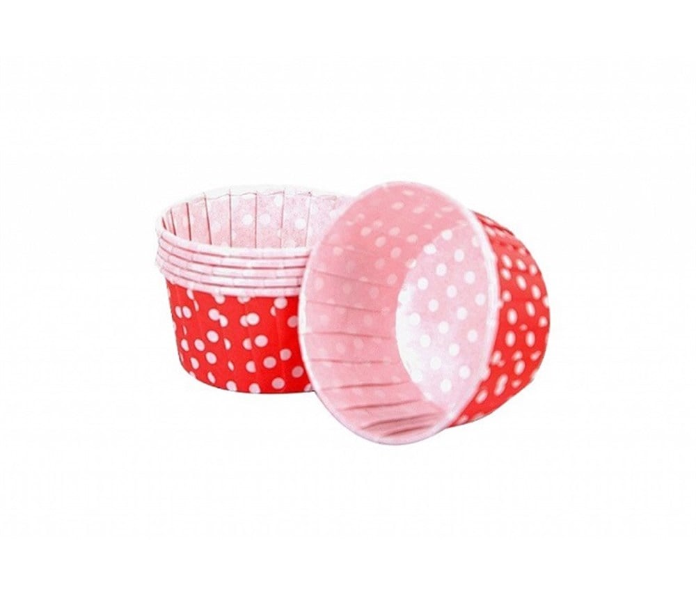 Muffin Kek KapsülleriKağıt Muffin Kek Kapsülü Kırmızı Beyaz Puantiyeli 50' liRoll Up