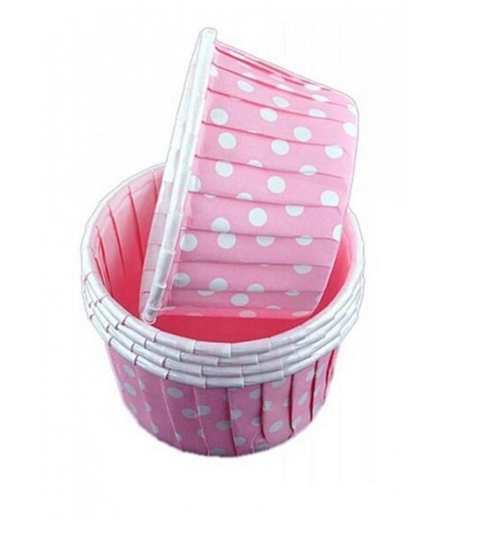 Muffin Kek KapsülleriKağıt Muffin Kek Kapsülü Pembe Beyaz Puantiyeli 50' liRoll Up
