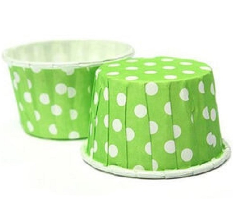 Muffin Kek KapsülleriKağıt Muffin Kek Kapsülü Yeşil Beyaz Puantiyeli 50' liRoll Up