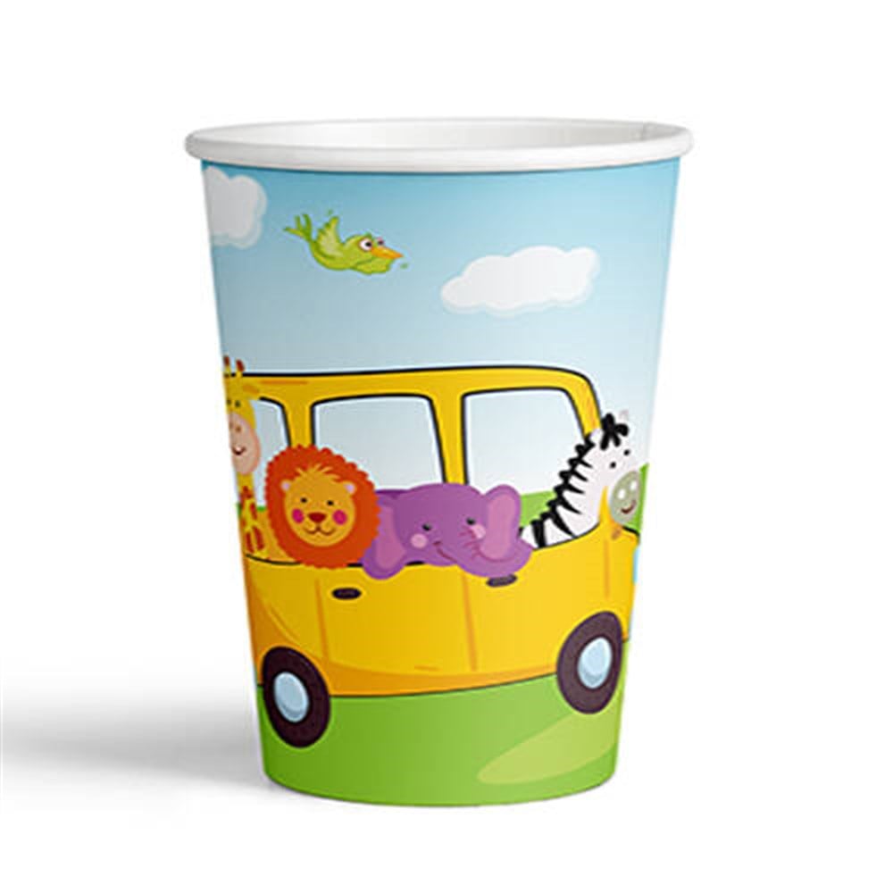 Renkli Karton BardaklarKarton Bardak Sevimli Hayvanlar Safari 8'liRoll Up