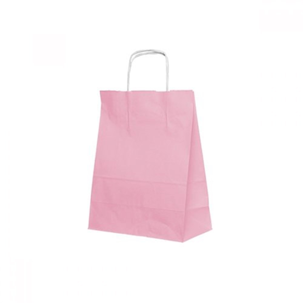 15x20 Karton ÇantalarRoll Up Büküm Saplı Çanta 15x20cm PembeRoll Up