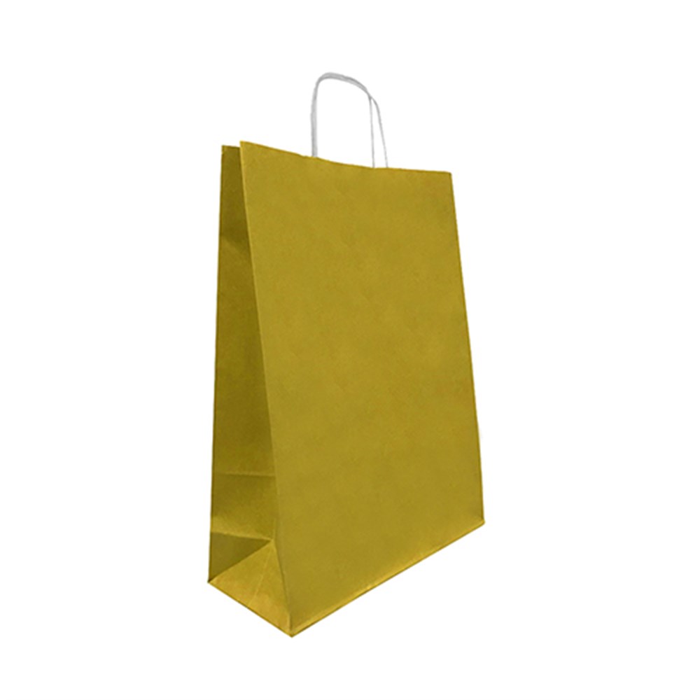 25x31 Karton ÇantalarRoll Up Büküm Saplı Çanta 25x31cm Gold 25 AdetRoll Up