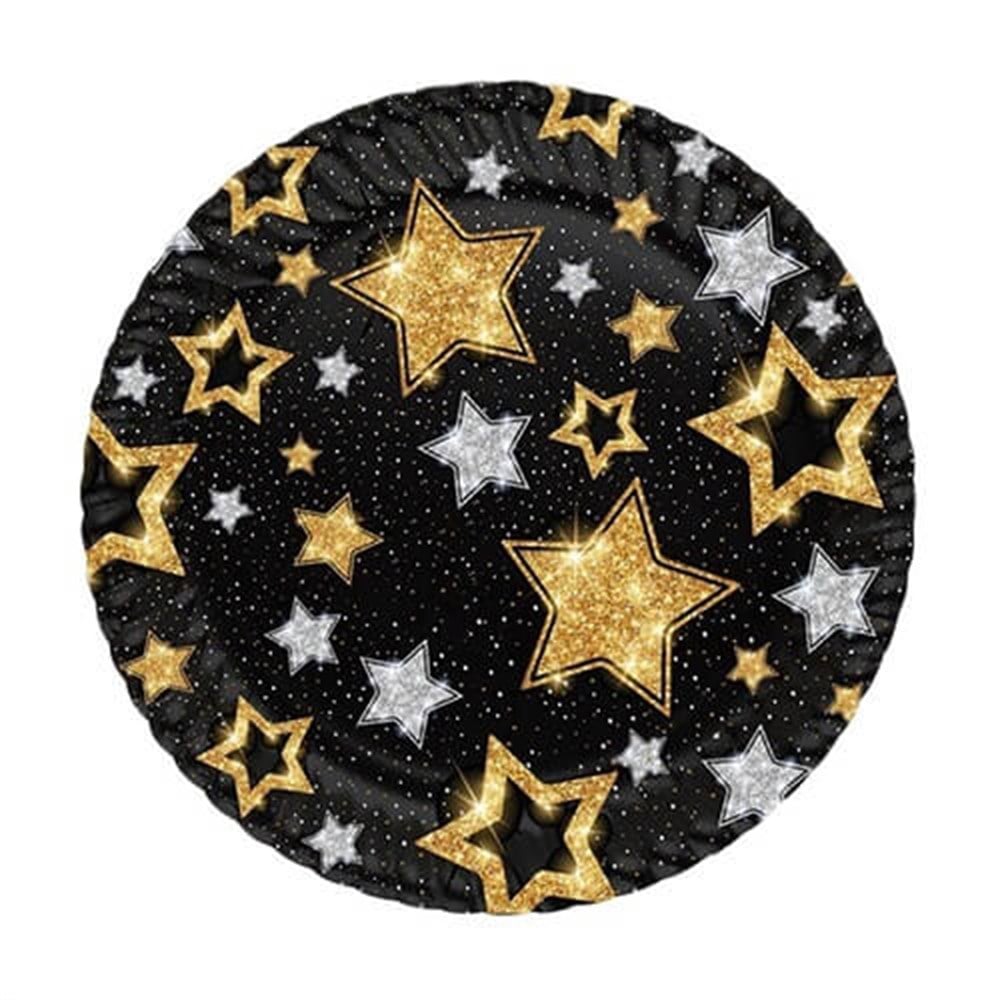 Desenli TabaklarTabak Karton 23cm Siyah YıldızlarRoll Up