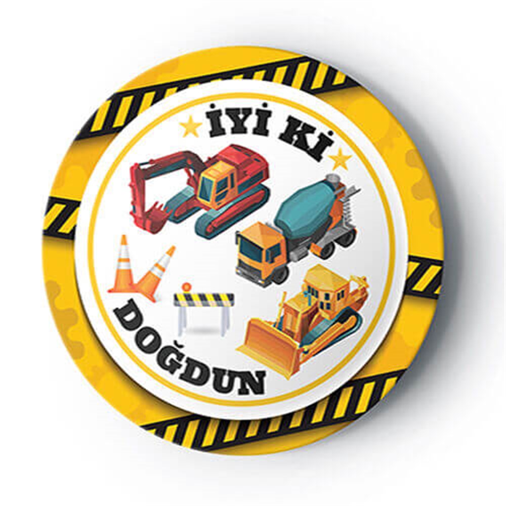 Lisanslı TemalıTabaklarTabak Karton İnşaat Temalı 23cmRoll Up