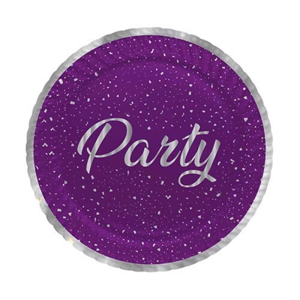Desenli TabaklarTabak Karton Party Mor 23cmRoll Up