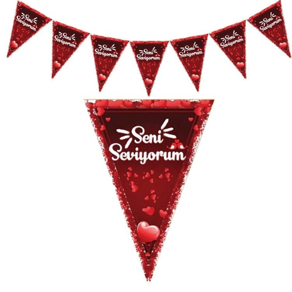 Seni Seviyorum Üçgen Flama 2 Mt.Üçgen Flama