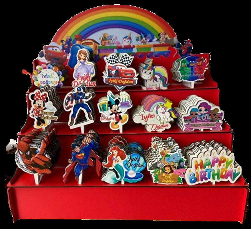 Pleksi Pasta Üstü YazılarAhşap Baskılı Pasta Üzerine Süs StandıYerli Üretim