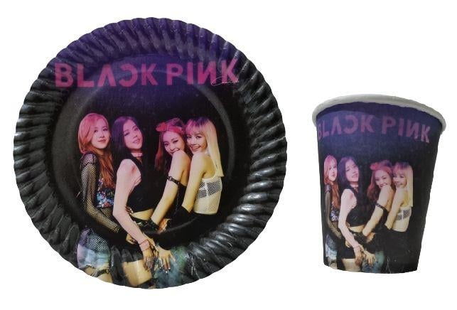 TabaklarBlack Pink Temalı Kullan At Tabak Bardak Set 8 AdetYerli Üretim