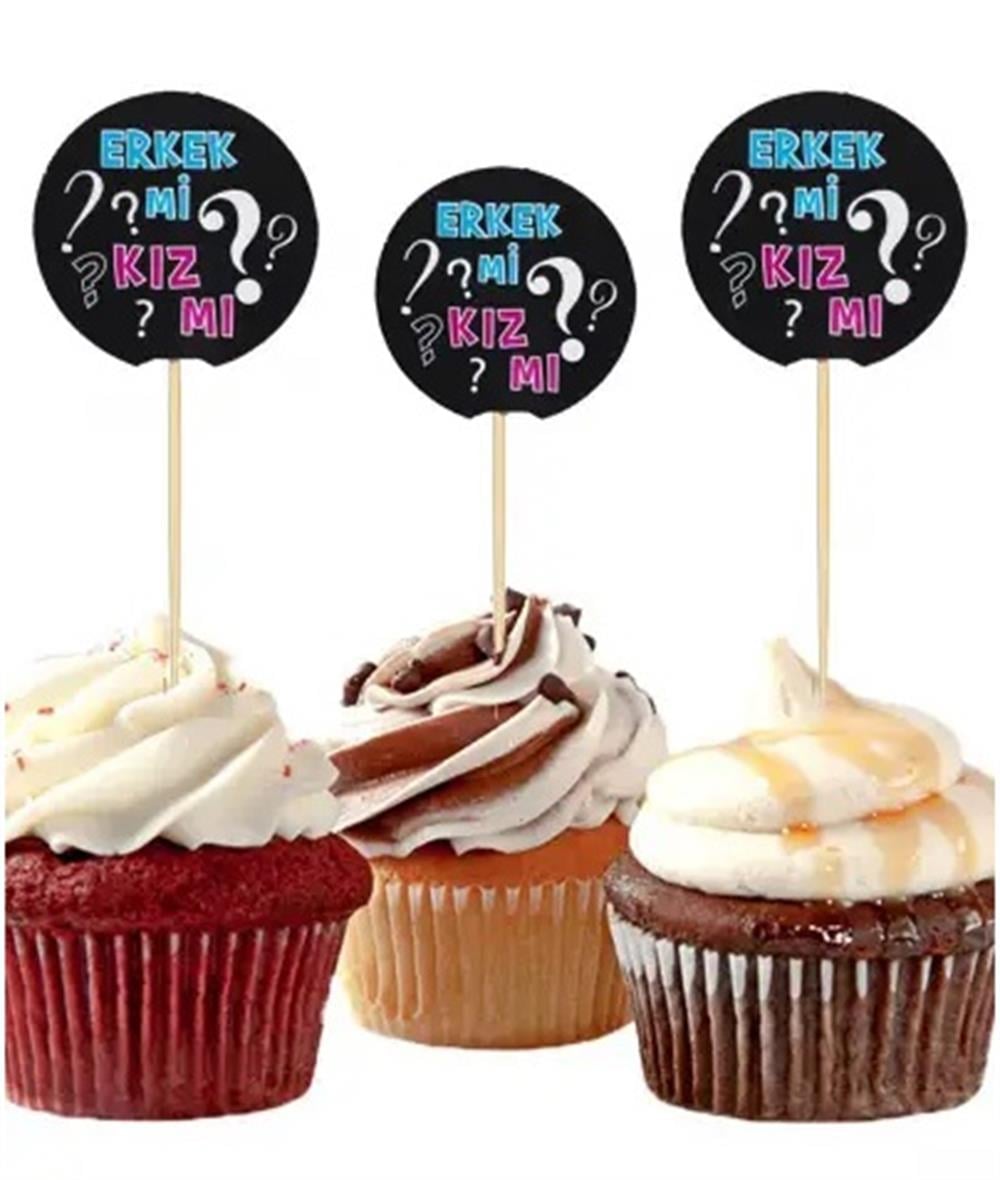 Kürdan ÇeşitleriCinsiyet Belirleme Konsept Parti Cupcake Kürdanı 20 AdetYerli Üretim