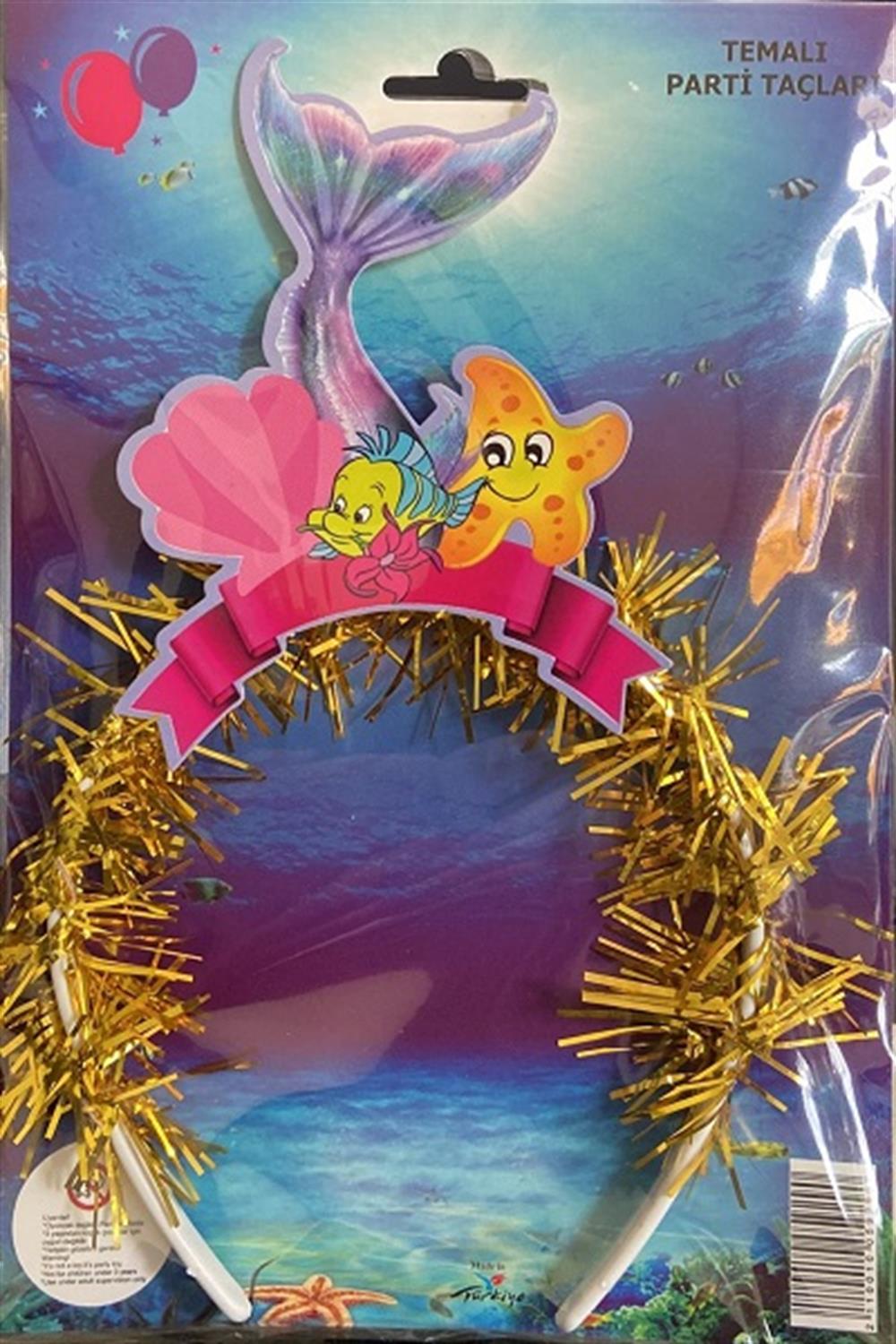 Simli Eva TaçDeniz Kızı Kuyruk Temalı Plastik TaçYerli Üretim