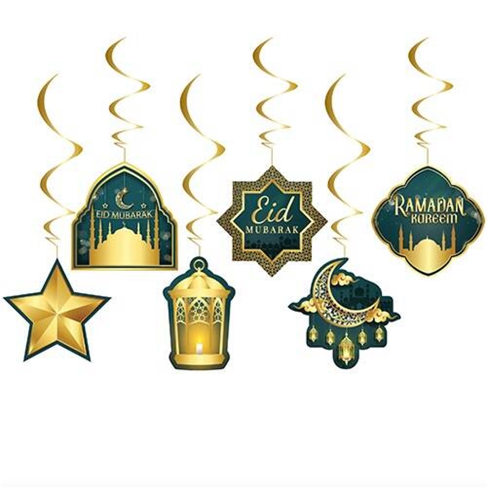 Sarkıt Tavan SüsleriEid Mubarak Çift Taraflı Sarkıt Kağıt Süs 6'lıYerli Üretim