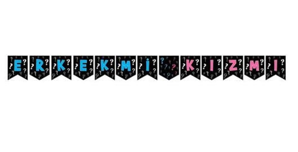 Banner SüslerErkek Mi Kız Mı Baskılı Zigzag Banner Kağıt SüsYerli Üretim