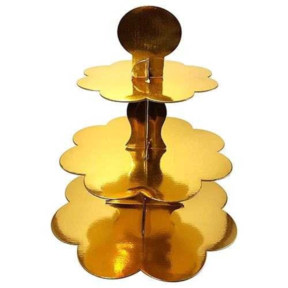Kek StandlarıGold Altın Renk Cupcake Kek Standı Karton 3 katlıYERLİ ÜRETİM