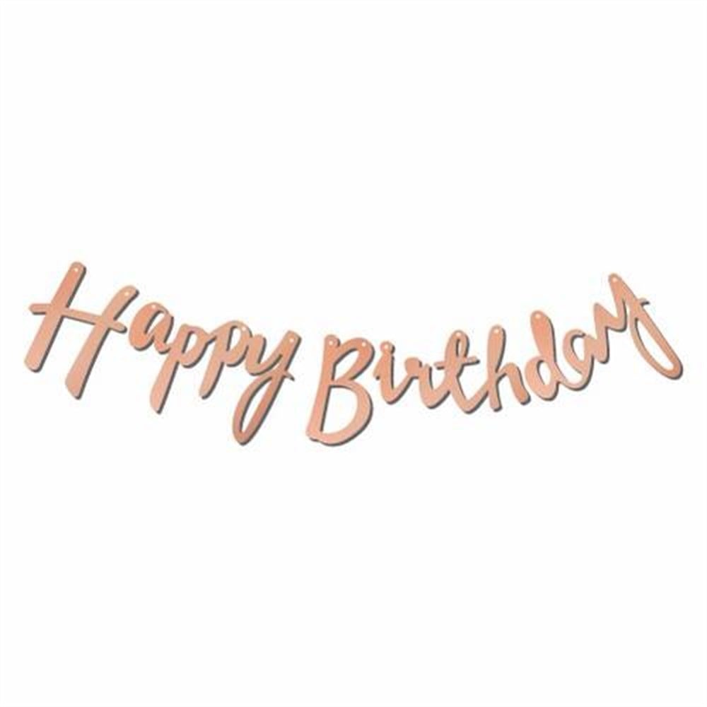 Banner SüslerHappy Birthday Kaligrafi Banner Rose GoldYerli Üretim