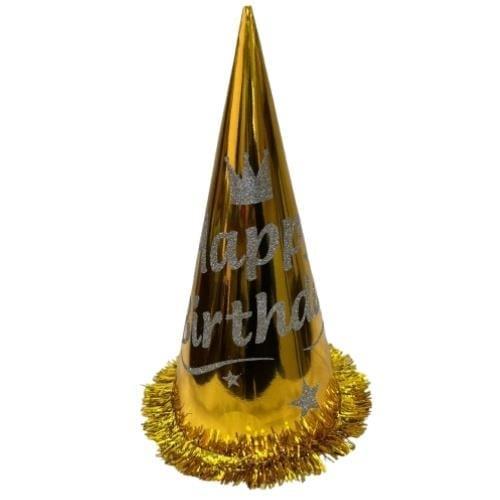 Parti AksesuarlarıHappy Bırthday Simli Baskılı Gold ŞapkaYerli Üretim