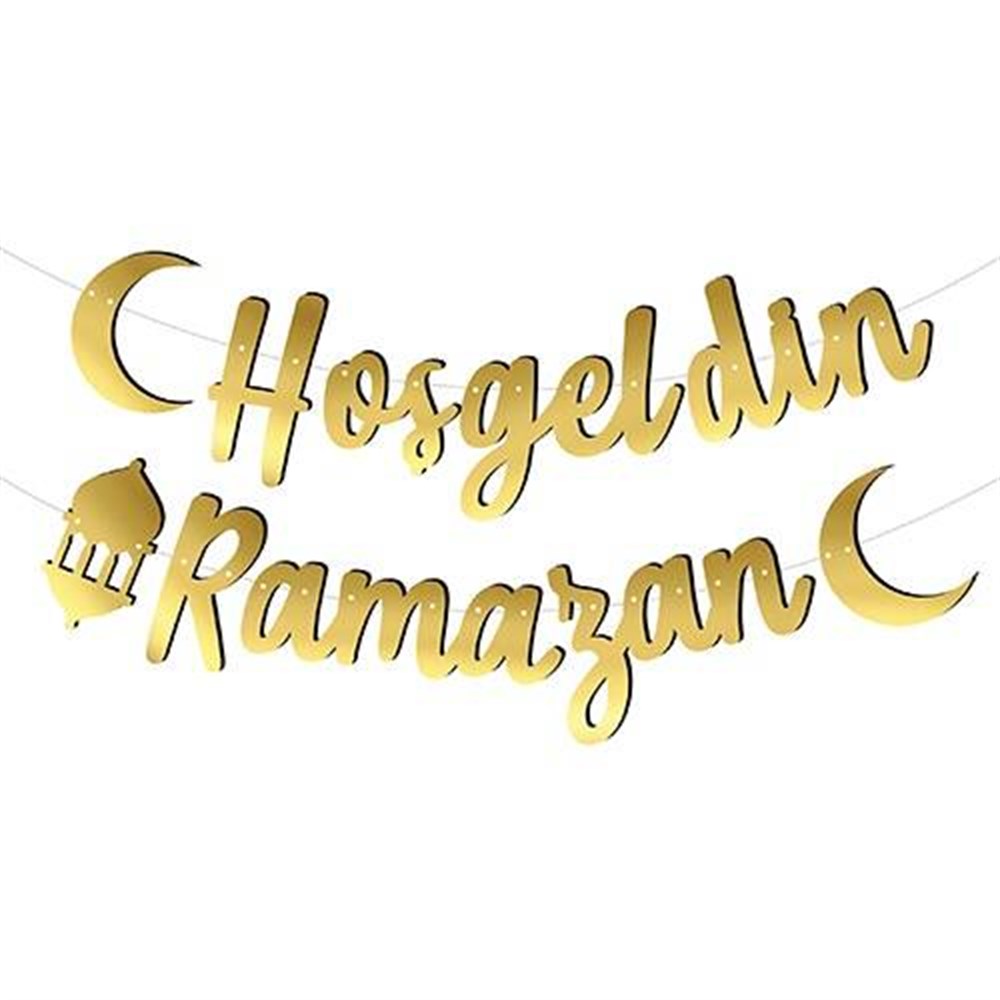 Banner SüslerHoş Geldin Ramazan Baskılı Kaligrafi Banner GoldYerli Üretim