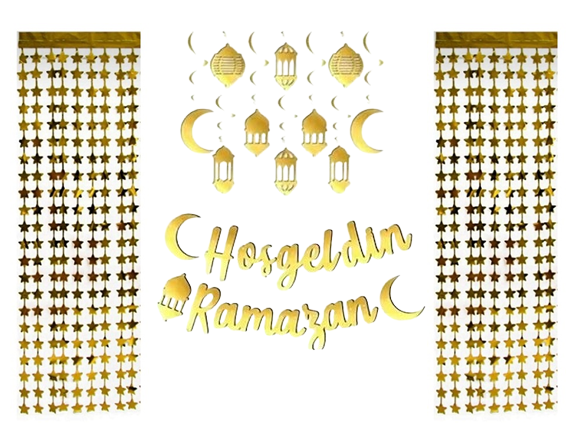 Ramazan Konsept ÜrünleriHoş Geldin Ramazan Kaligrafi Yıldız Süsleme Seti 3'lüYerli Üretim