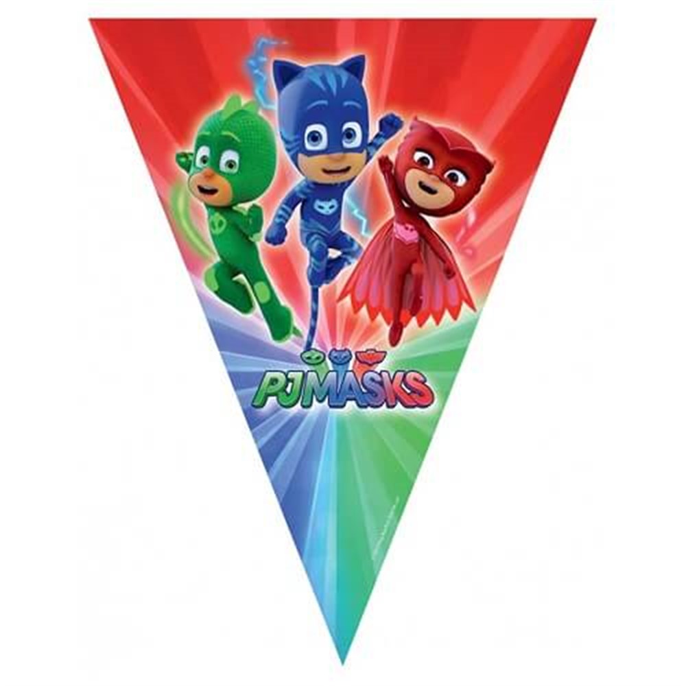 Üçgen Flama Kağıt Süsleriiyi ki Doğdun Pj Masks Üçgen Flama 2 Mt.Yerli Üretim