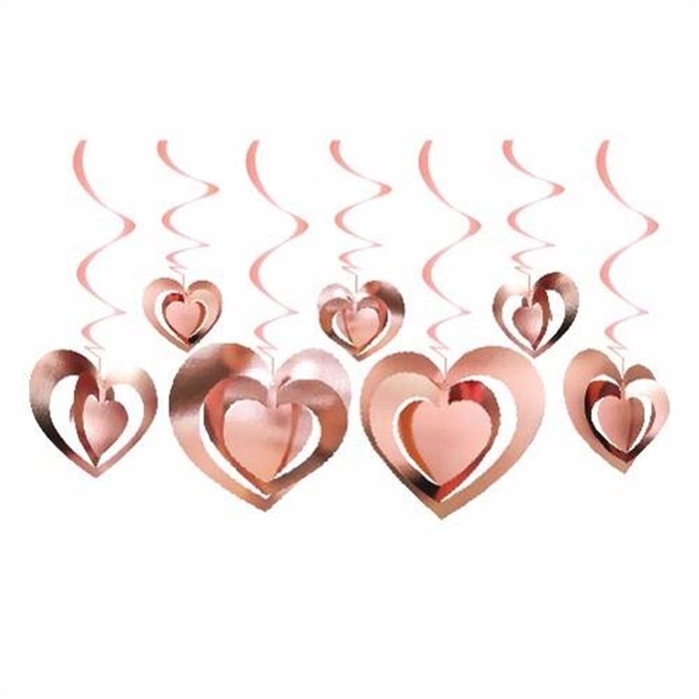 Sarkıt Tavan SüsleriKalp 3D Tavan Sarkıt Süs Rose GoldYerli Üretim