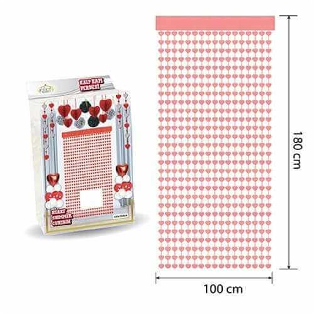 Kapı Perdesi Arka FonlarMetalize Kalp Arka Fon Kapı Perdesi 90x200cm Rose GoldYERLİ ÜRETİM