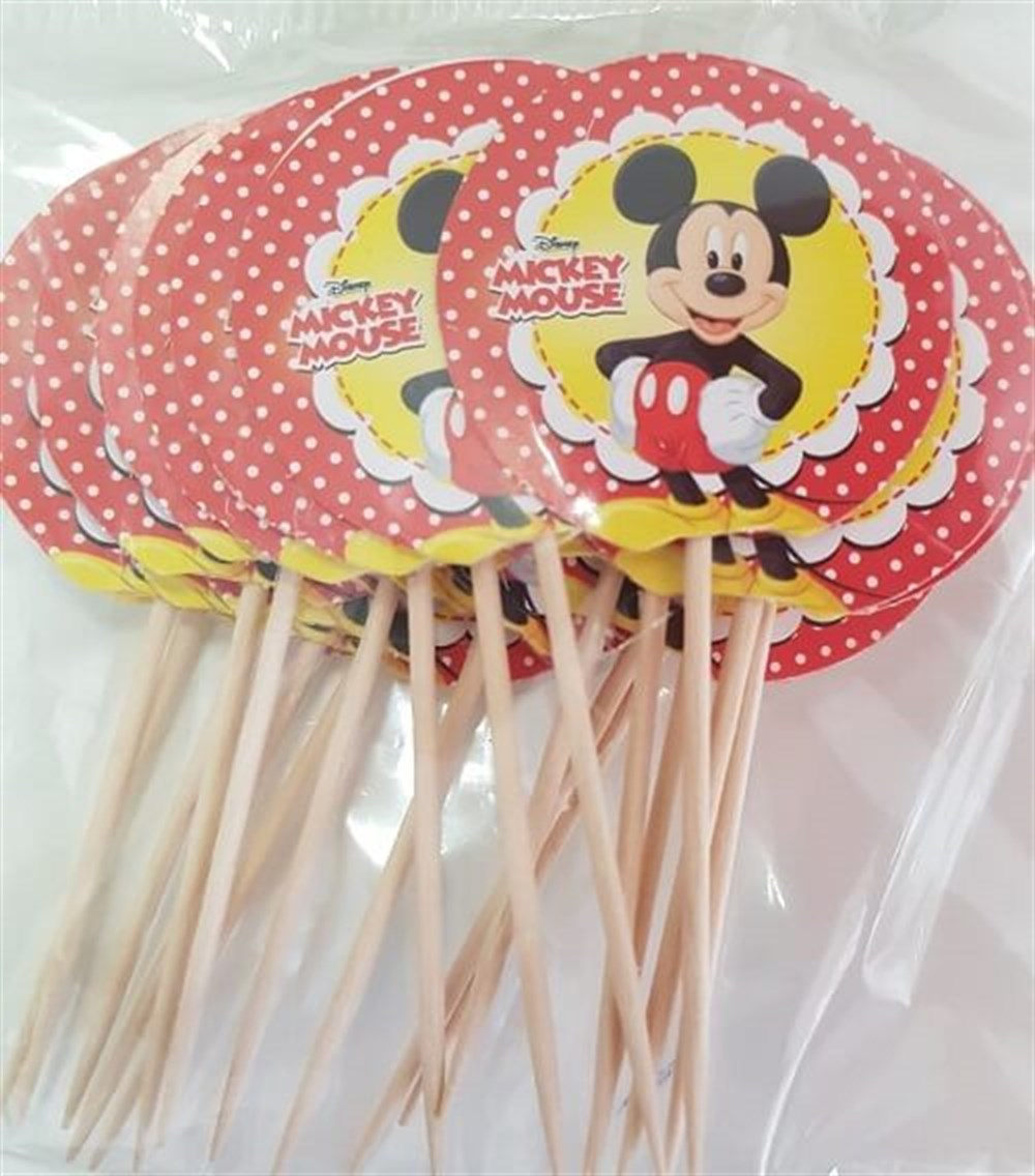 Kürdan ÇeşitleriMickey Mouse Konsept Parti Cupcake Kürdan 20'liYerli Üretim