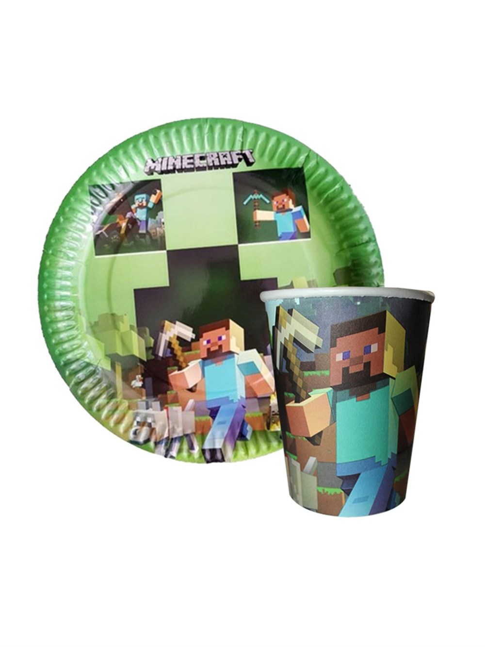 TabaklarMinecraft Temalı Karton Tabak Bardak Set 8'liYerli Üretim