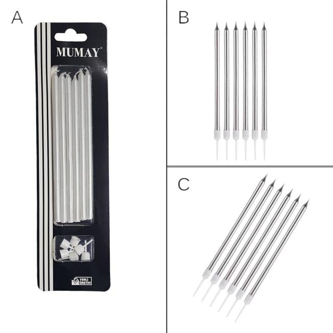 Dekoratif ve Pasta MumlarıPasta Mumu Beyaz15 cm 6'lı YERLİ ÜRETİM
