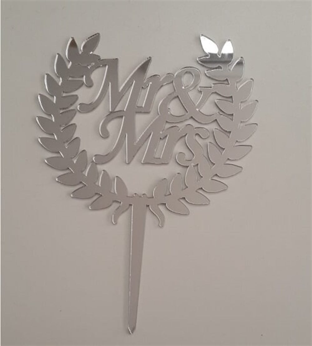 Pleksi Harf Rakam ve YazılarPasta Üstü Pleksi Mr&Mrs Yazısı GümüşYerli Üretim