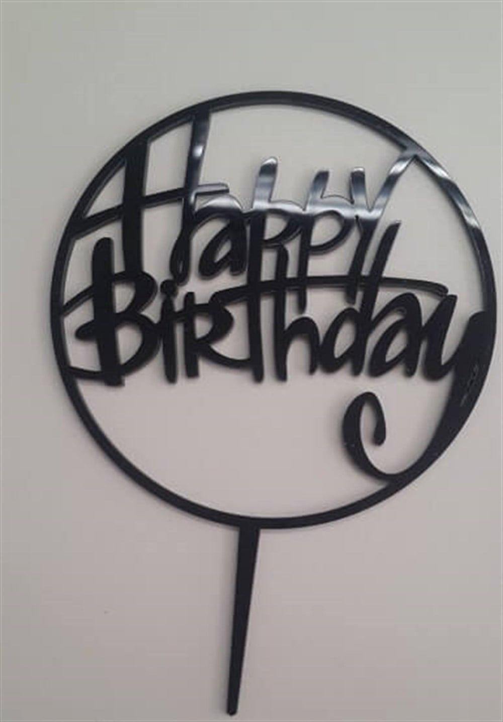Pleksi Harf Rakam ve YazılarPasta Üstüne Pleksi Happy Birthday Yuvarlak Çerçeve Yazısı SiyahYerli Üretim