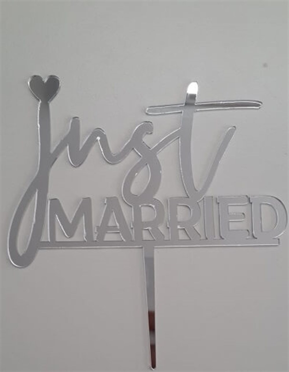 Pleksi Harf Rakam ve YazılarPasta Üstüne Pleksi Just Married Gümüş yazısıYerli Üretim