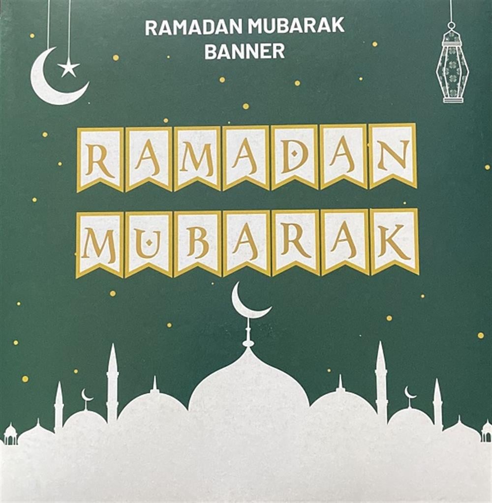 Zigzag BannerRamadan Mubarak Varaklı Zikzak Banner Kağıt SüsYerli Üretim