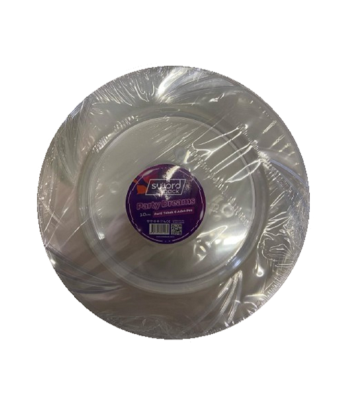 Yuvarlak Plastik Tabaklar 26cmTabak Sert Plastik 26cm Şeffaf 6'lıYerli Üretim