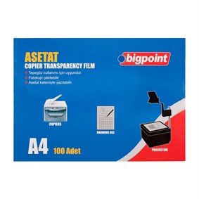 Bigpoint Fotokopi Asetatı A4 100 Mikron 100lü Kutu