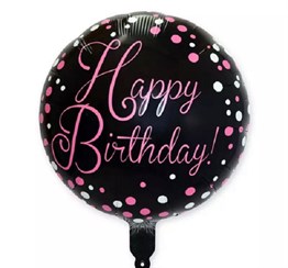 Diğer Folyo BalonlarFolyo Balon Happy Birthday Siyah Pembe 45 cmHK Ticaret