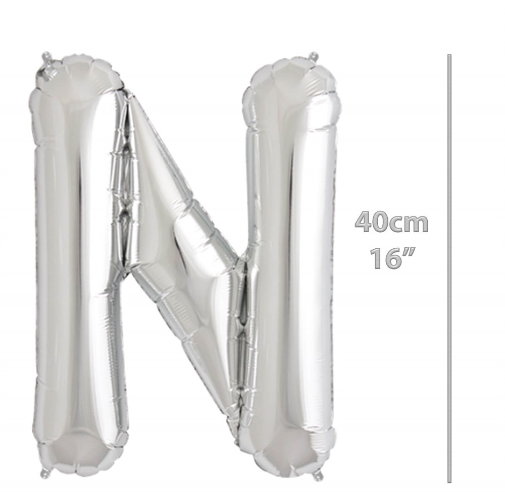 Folyo Harf N Gümüş Balon 40cm ( 16 inç )16