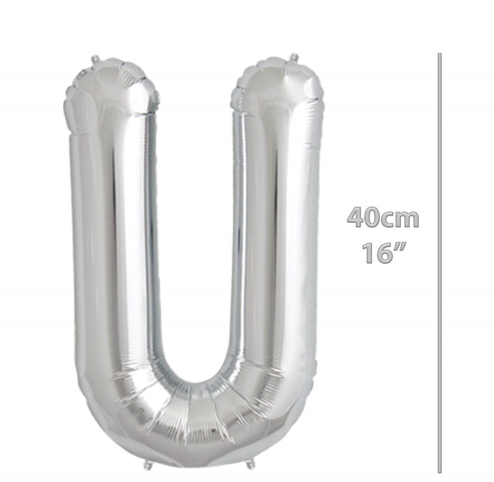 Folyo Harf U Gümüş Balon 40cm ( 16 inç )16