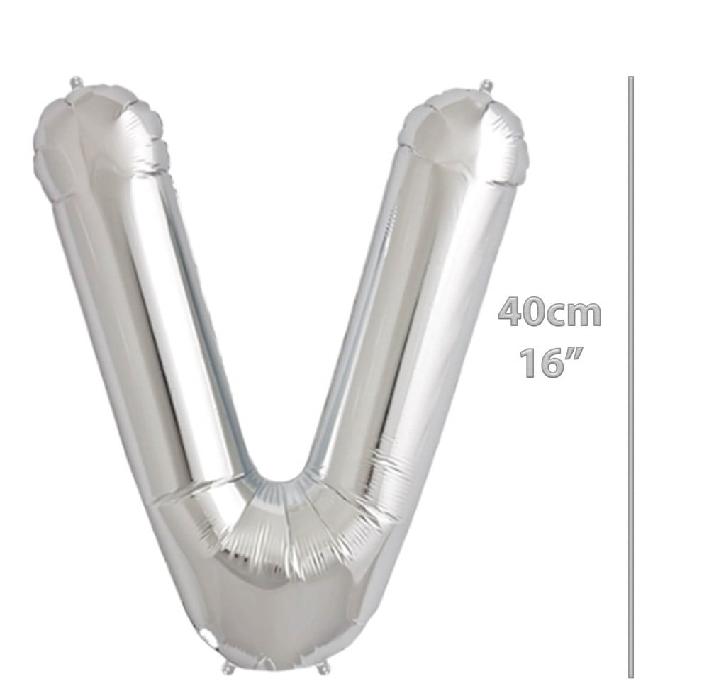 Folyo Harf V Gümüş Balon 40cm ( 16 inç )16