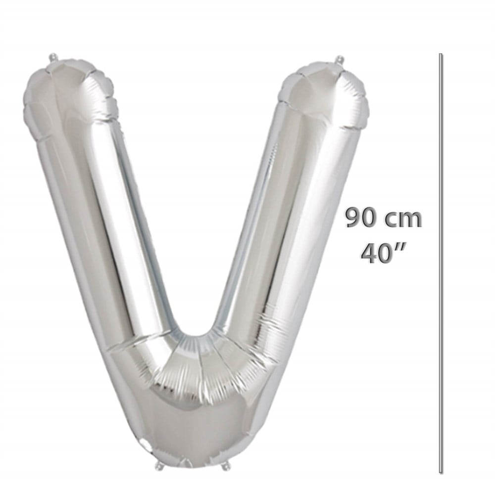 Folyo Harf V Gümüş Balon 90cm ( 40 inç )40