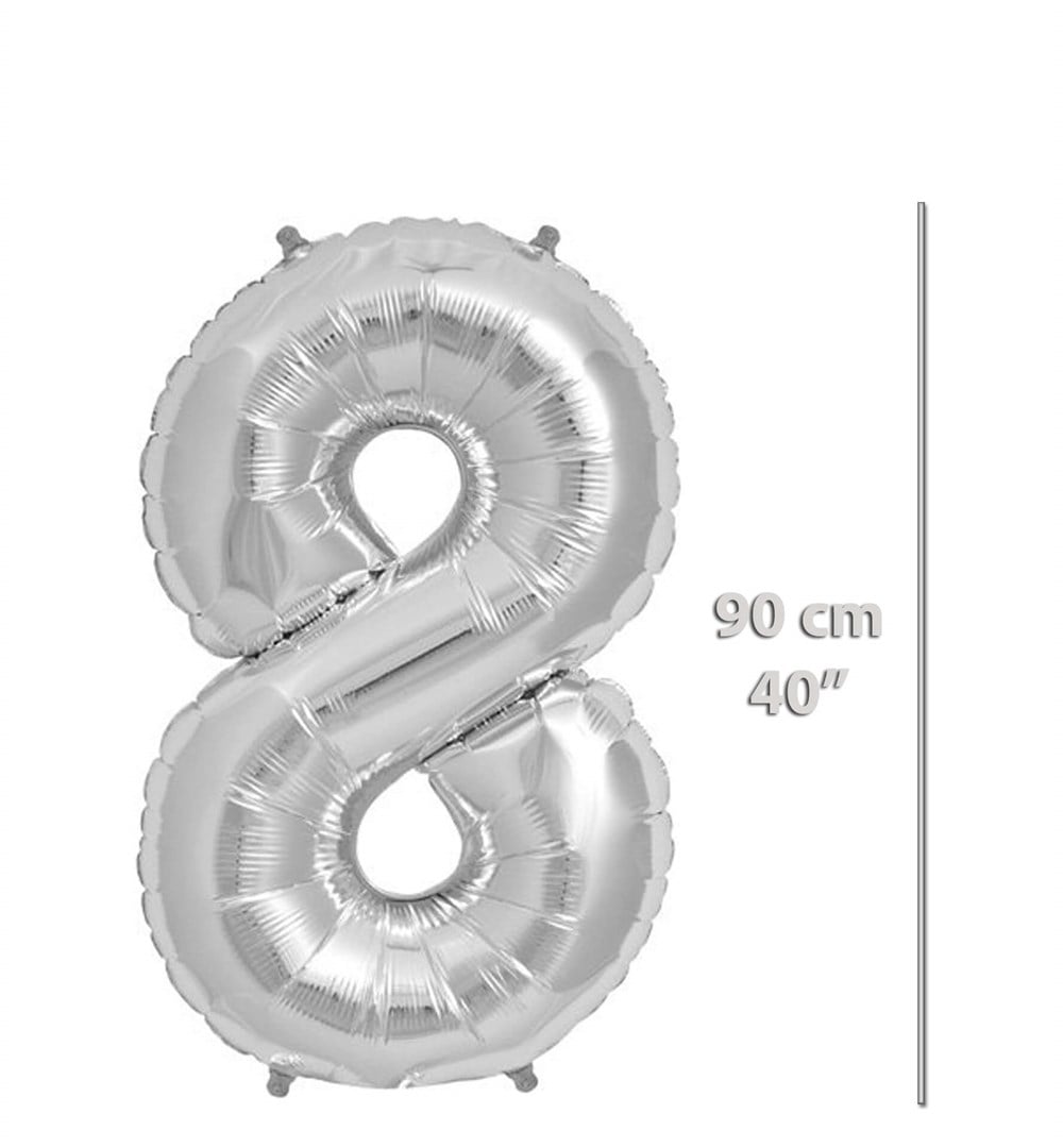 Folyo Rakam 8 Gümüş Balon 90cm ( 40 inç )40