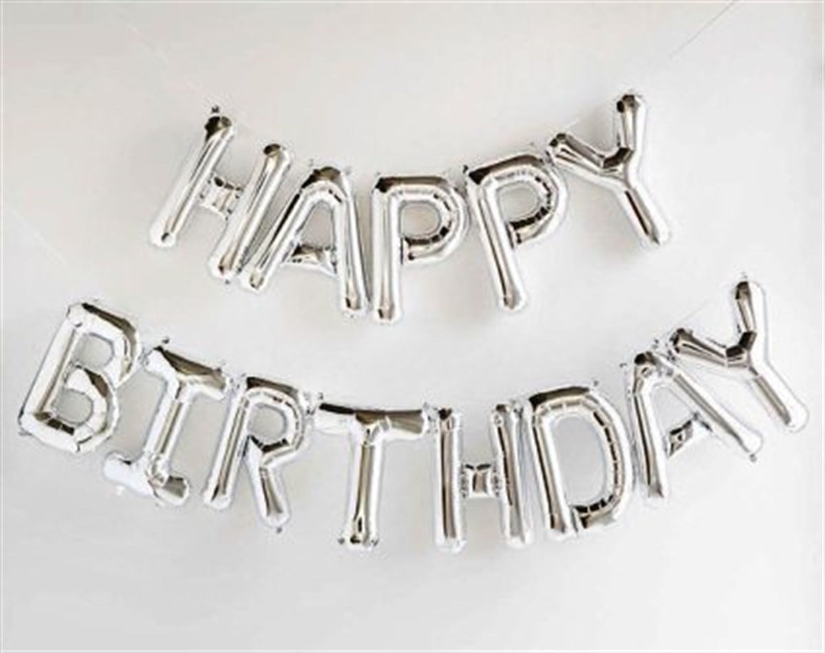 40cm Happy Bırthday Gümüş