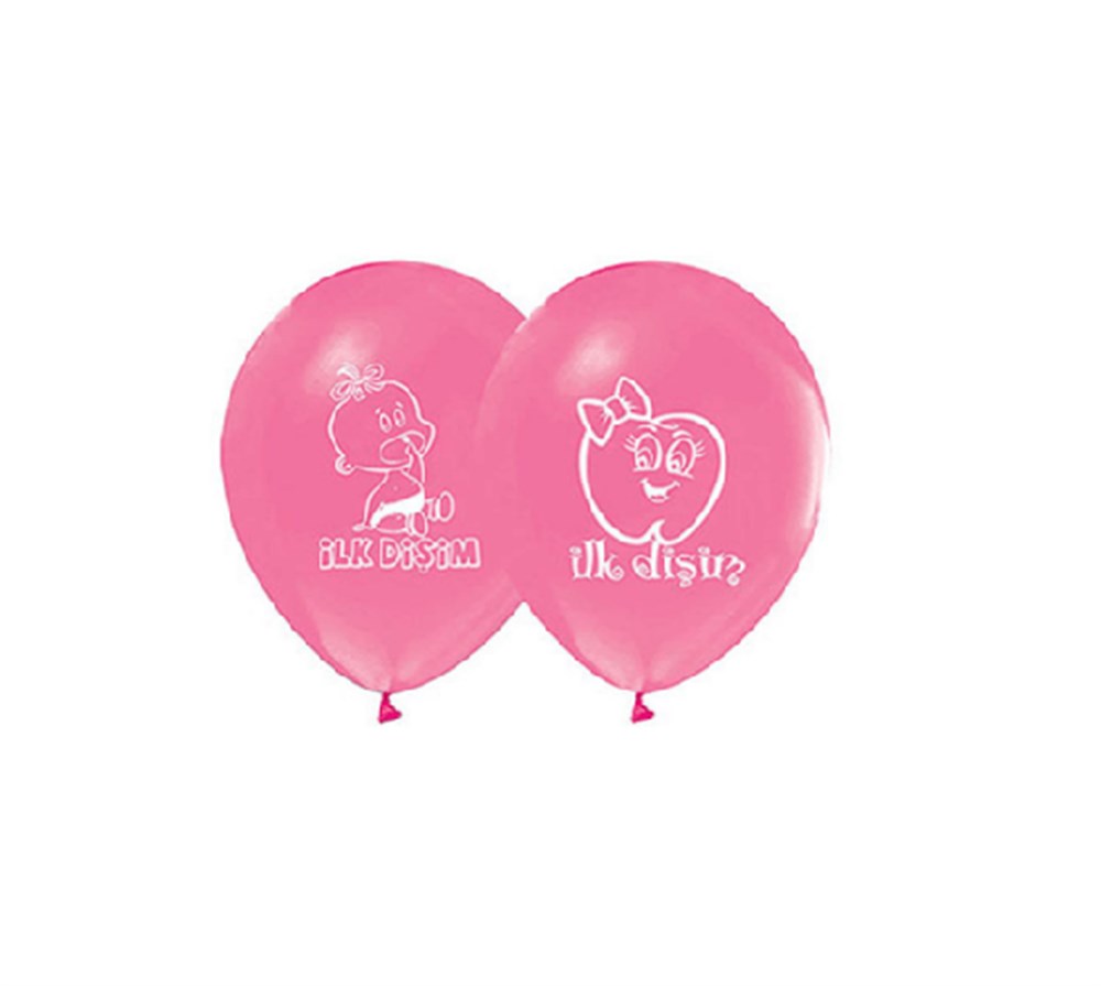 Baskılı Latex BalonlarDiş Baskılı Pembe Balon 10 'lu PaketBALONEVİ