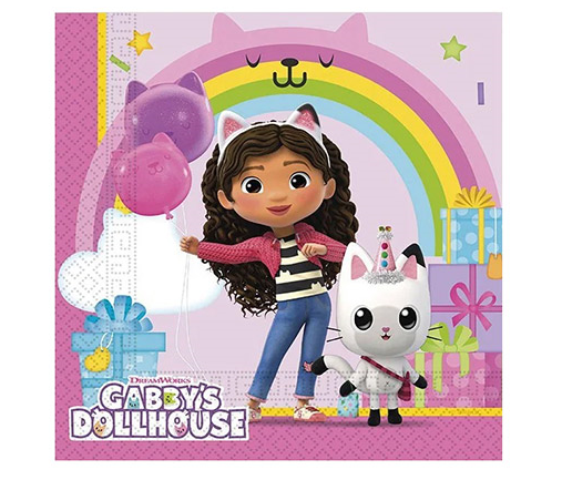 Lisanslı PeçetelerGabbys Dollhouse Temalı Kağıt Peçete 33x33 cm çift katBalonevi