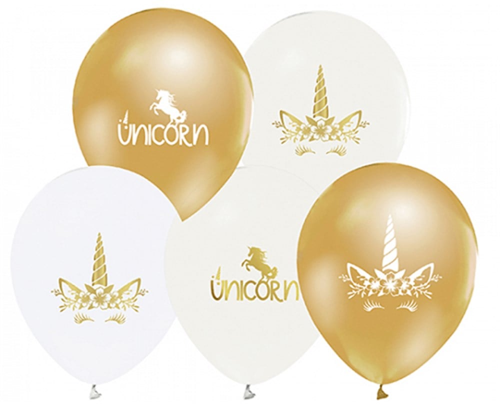 Lisanslı Baskılı Latex BalonlarUnicorn Temalı Gold Balon 100 'lü PaketBALONEVİ